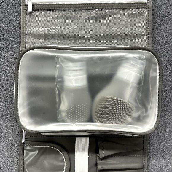 GoGo Travel Bag Hanging Toiletry Cosmetic Pouch Gray Compact Purse - Picture 2 of 11